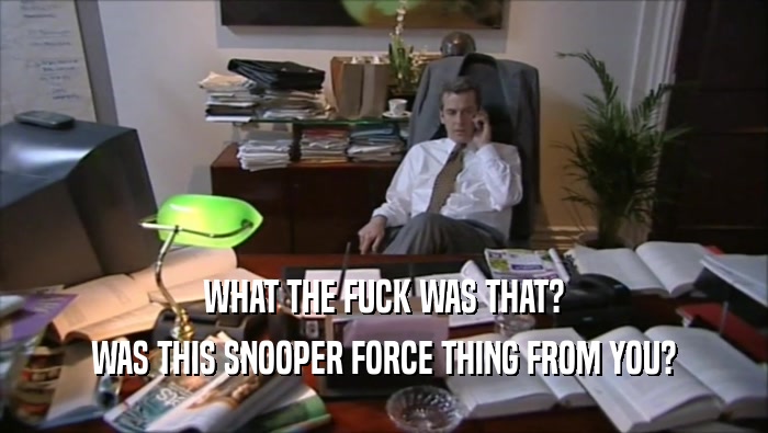 WHAT THE FUCK WAS THAT? WAS THIS SNOOPER FORCE THING FROM YOU? 