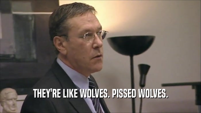 THEY'RE LIKE WOLVES. PISSED WOLVES.  