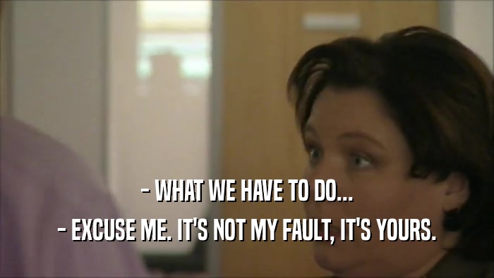 - WHAT WE HAVE TO DO... - EXCUSE ME. IT'S NOT MY FAULT, IT'S YOURS. 