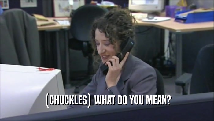(CHUCKLES) WHAT DO YOU MEAN?  