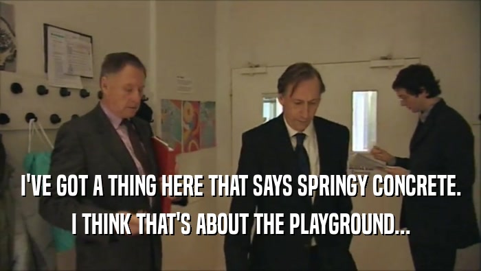 I'VE GOT A THING HERE THAT SAYS SPRINGY CONCRETE. I THINK THAT'S ABOUT THE PLAYGROUND... 