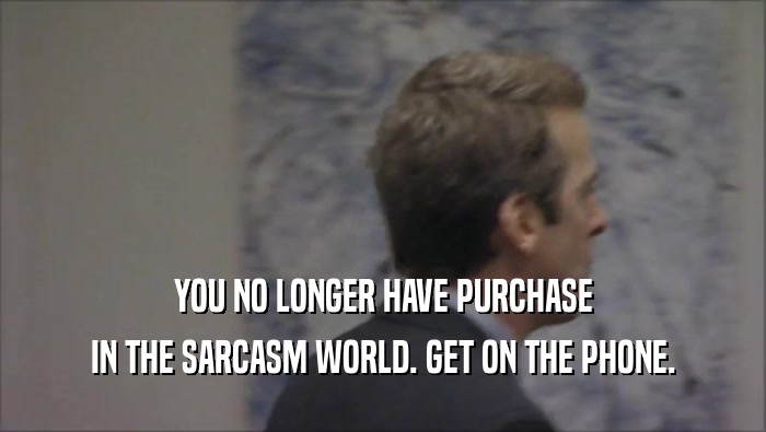 YOU NO LONGER HAVE PURCHASE IN THE SARCASM WORLD. GET ON THE PHONE. 