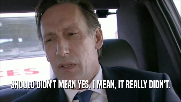SHOULD DIDN'T MEAN YES. I MEAN, IT REALLY DIDN'T.  