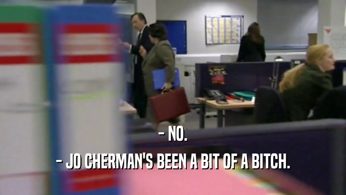 - NO. - JO CHERMAN'S BEEN A BIT OF A BITCH. 