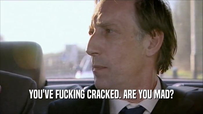 YOU'VE FUCKING CRACKED. ARE YOU MAD?  