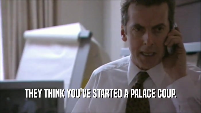 THEY THINK YOU'VE STARTED A PALACE COUP.
  