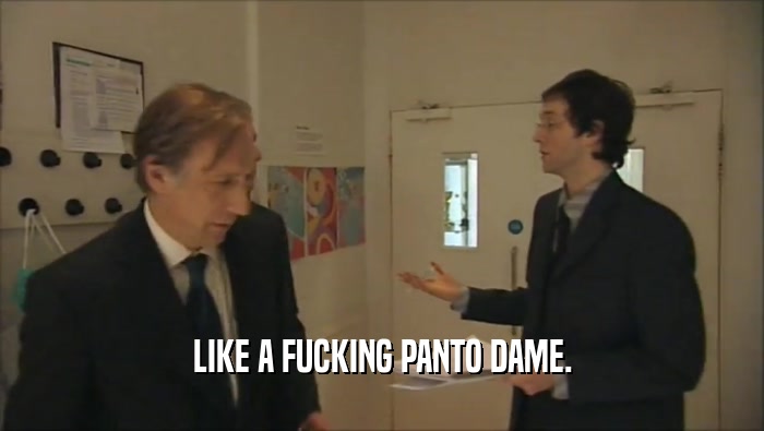 LIKE A FUCKING PANTO DAME.  