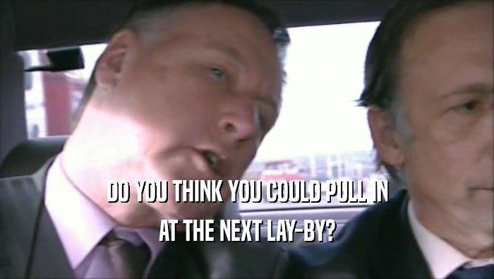 DO YOU THINK YOU COULD PULL IN AT THE NEXT LAY-BY? 