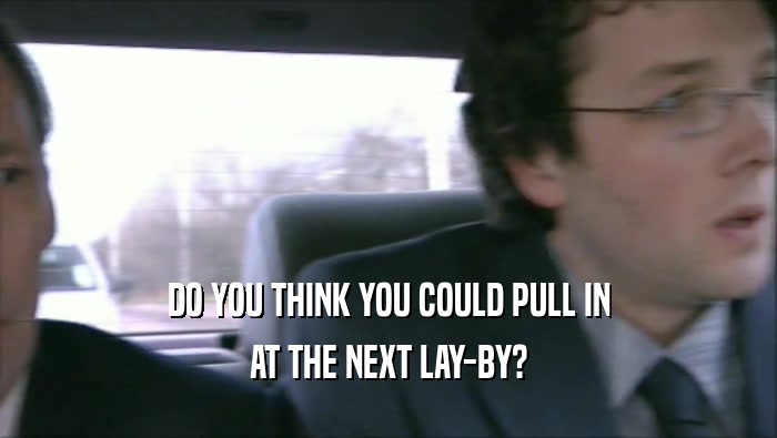 DO YOU THINK YOU COULD PULL IN AT THE NEXT LAY-BY? 