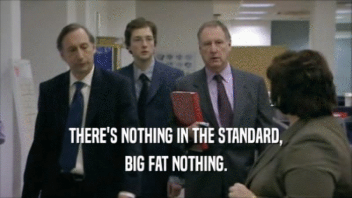 THERE'S NOTHING IN THE STANDARD, BIG FAT NOTHING. 