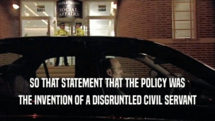 SO THAT STATEMENT THAT THE POLICY WAS
 THE INVENTION OF A DISGRUNTLED CIVIL SERVANT
 