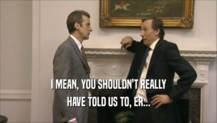 I MEAN, YOU SHOULDN'T REALLY HAVE TOLD US TO, ER... 