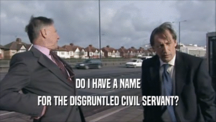 DO I HAVE A NAME
 FOR THE DISGRUNTLED CIVIL SERVANT?
 