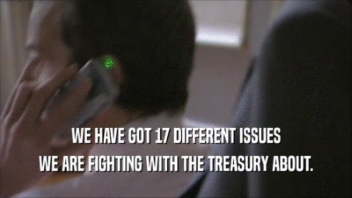 WE HAVE GOT 17 DIFFERENT ISSUES
 WE ARE FIGHTING WITH THE TREASURY ABOUT.
 