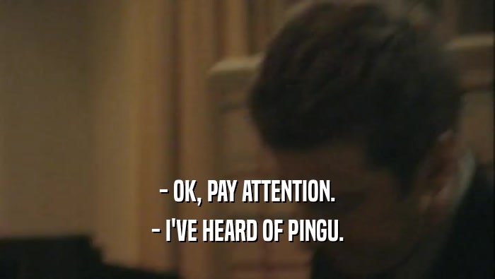 - OK, PAY ATTENTION. - I'VE HEARD OF PINGU. 