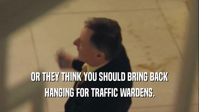 OR THEY THINK YOU SHOULD BRING BACK HANGING FOR TRAFFIC WARDENS. 