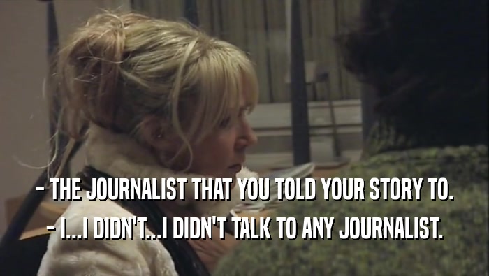 - THE JOURNALIST THAT YOU TOLD YOUR STORY TO. - I...I DIDN'T...I DIDN'T TALK TO ANY JOURNALIST. 