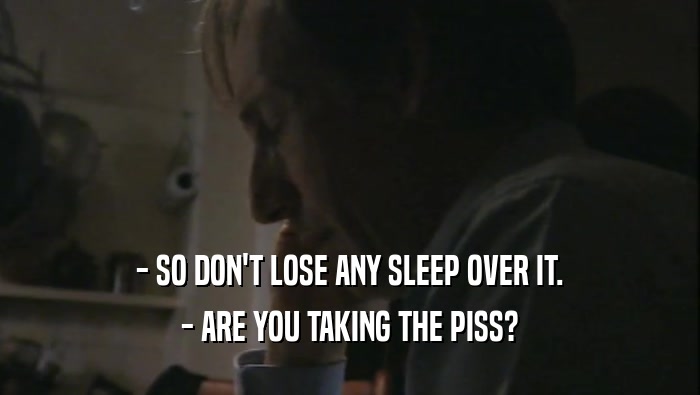 - SO DON'T LOSE ANY SLEEP OVER IT. - ARE YOU TAKING THE PISS? 
