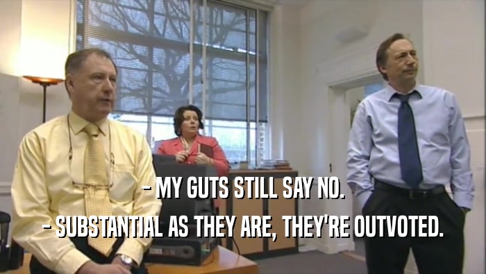 - MY GUTS STILL SAY NO. - SUBSTANTIAL AS THEY ARE, THEY'RE OUTVOTED. 