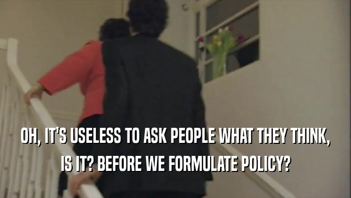 OH, IT'S USELESS TO ASK PEOPLE WHAT THEY THINK, IS IT? BEFORE WE FORMULATE POLICY? 