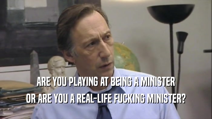 ARE YOU PLAYING AT BEING A MINISTER OR ARE YOU A REAL-LIFE FUCKING MINISTER? 