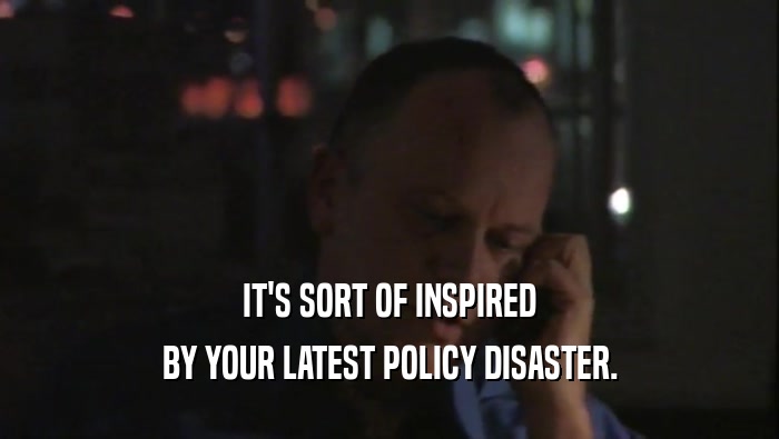 IT'S SORT OF INSPIRED BY YOUR LATEST POLICY DISASTER. 