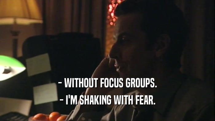 - WITHOUT FOCUS GROUPS. - I'M SHAKING WITH FEAR. 