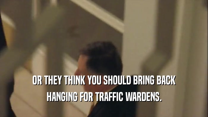 OR THEY THINK YOU SHOULD BRING BACK HANGING FOR TRAFFIC WARDENS. 