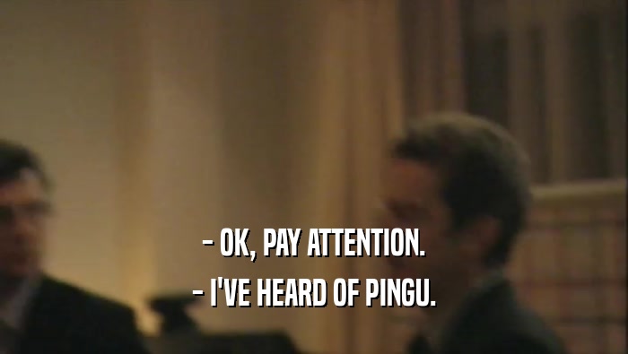 - OK, PAY ATTENTION. - I'VE HEARD OF PINGU. 