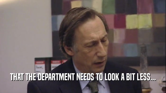 THAT THE DEPARTMENT NEEDS TO LOOK A BIT LESS...
  