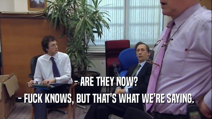 - ARE THEY NOW? - FUCK KNOWS, BUT THAT'S WHAT WE'RE SAYING. 