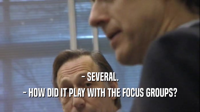 - SEVERAL. - HOW DID IT PLAY WITH THE FOCUS GROUPS? 