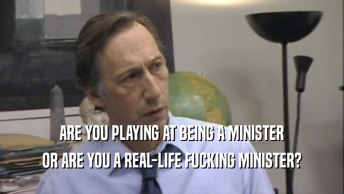 ARE YOU PLAYING AT BEING A MINISTER OR ARE YOU A REAL-LIFE FUCKING MINISTER? 