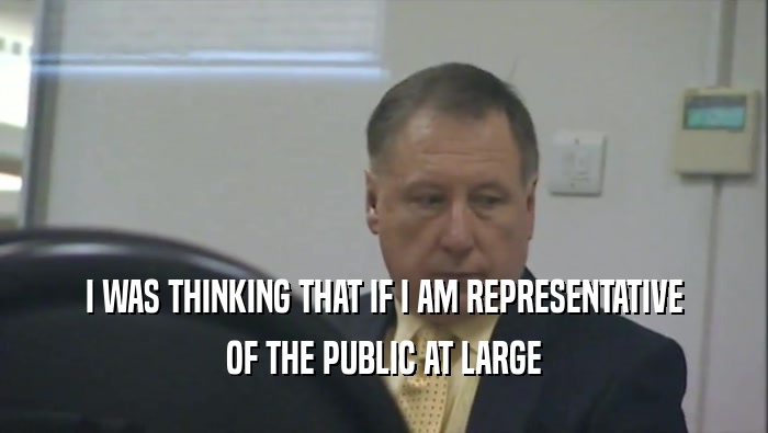 I WAS THINKING THAT IF I AM REPRESENTATIVE OF THE PUBLIC AT LARGE 
