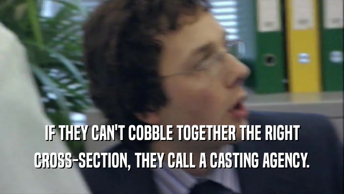 IF THEY CAN'T COBBLE TOGETHER THE RIGHT CROSS-SECTION, THEY CALL A CASTING AGENCY. 