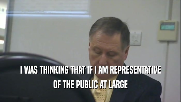 I WAS THINKING THAT IF I AM REPRESENTATIVE OF THE PUBLIC AT LARGE 
