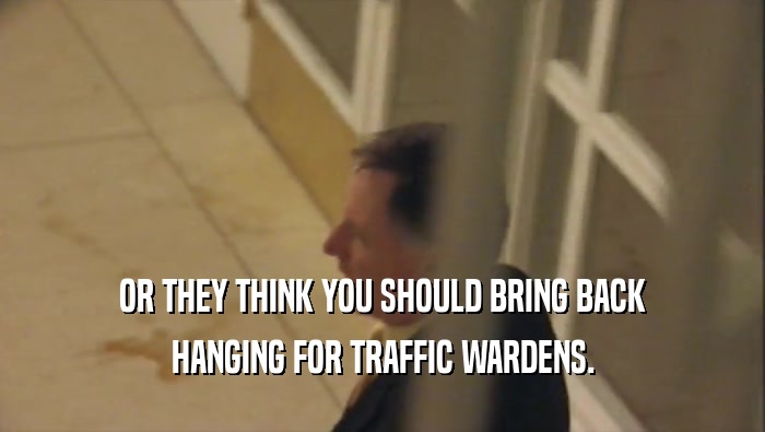 OR THEY THINK YOU SHOULD BRING BACK HANGING FOR TRAFFIC WARDENS. 