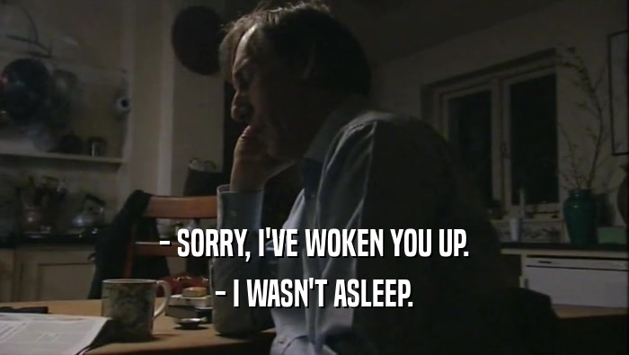 - SORRY, I'VE WOKEN YOU UP. - I WASN'T ASLEEP. 
