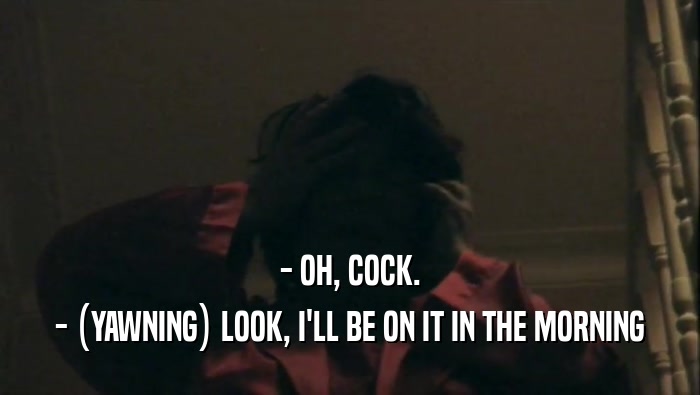 - OH, COCK. - (YAWNING) LOOK, I'LL BE ON IT IN THE MORNING 