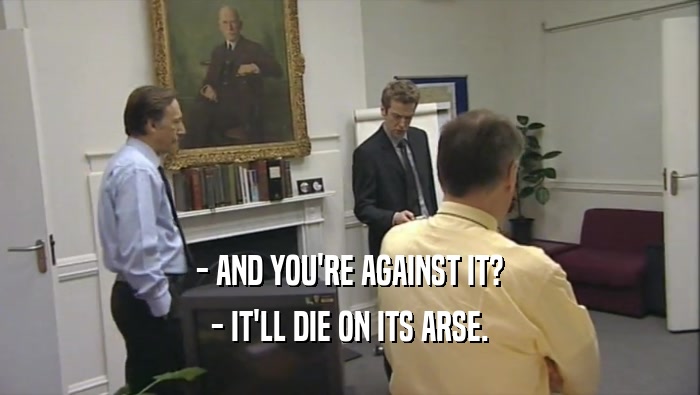 - AND YOU'RE AGAINST IT? - IT'LL DIE ON ITS ARSE. 
