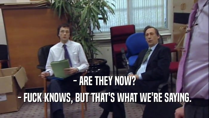 - ARE THEY NOW? - FUCK KNOWS, BUT THAT'S WHAT WE'RE SAYING. 