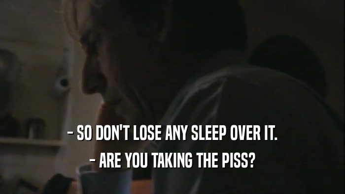 - SO DON'T LOSE ANY SLEEP OVER IT. - ARE YOU TAKING THE PISS? 
