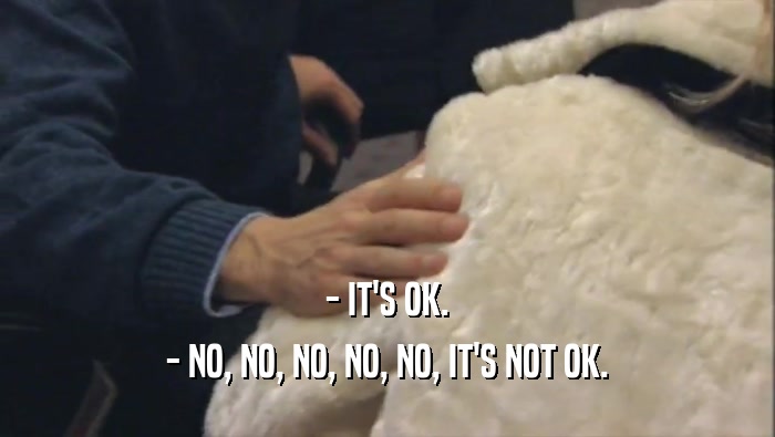 - IT'S OK. - NO, NO, NO, NO, NO, IT'S NOT OK. 