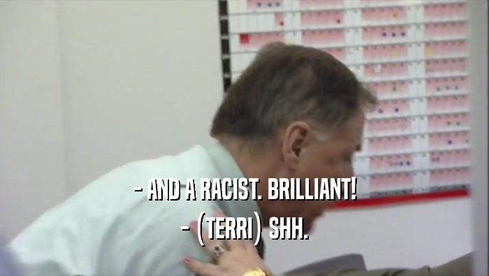 - AND A RACIST. BRILLIANT! - (TERRI) SHH. 