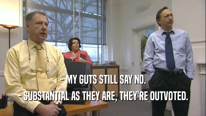 - MY GUTS STILL SAY NO. - SUBSTANTIAL AS THEY ARE, THEY'RE OUTVOTED. 