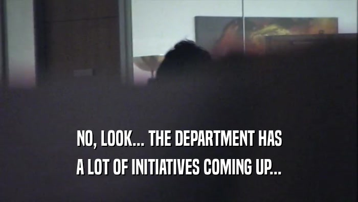 NO, LOOK... THE DEPARTMENT HAS
 A LOT OF INITIATIVES COMING UP...
 