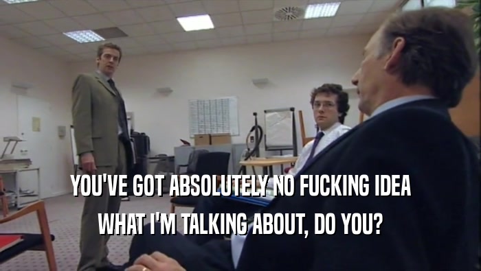 YOU'VE GOT ABSOLUTELY NO FUCKING IDEA WHAT I'M TALKING ABOUT, DO YOU? 