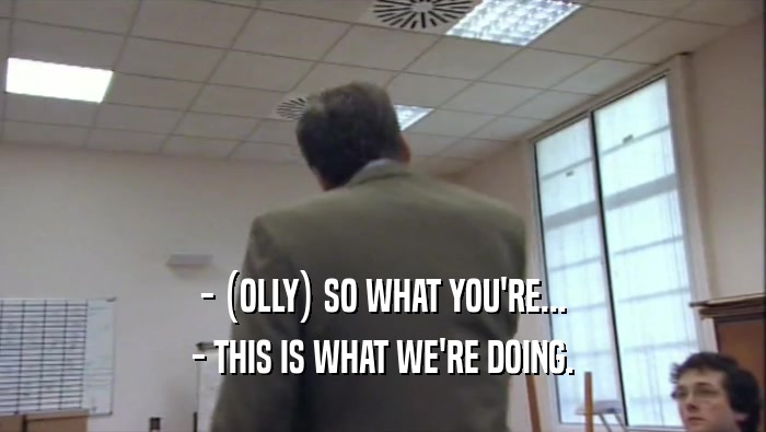 - (OLLY) SO WHAT YOU'RE... - THIS IS WHAT WE'RE DOING. 