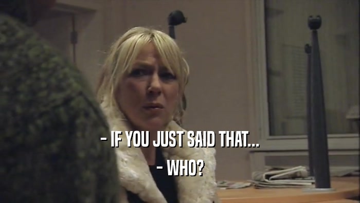 - IF YOU JUST SAID THAT... - WHO? 
