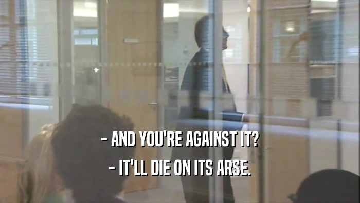 - AND YOU'RE AGAINST IT? - IT'LL DIE ON ITS ARSE. 